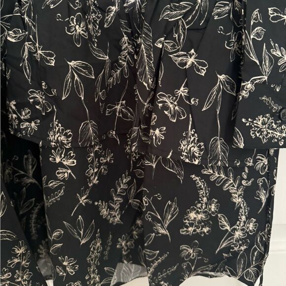 NWT Thakoon Botanical Print Button Up Shirt Dress in Black & Cream Size 8 - Picture 12 of 12